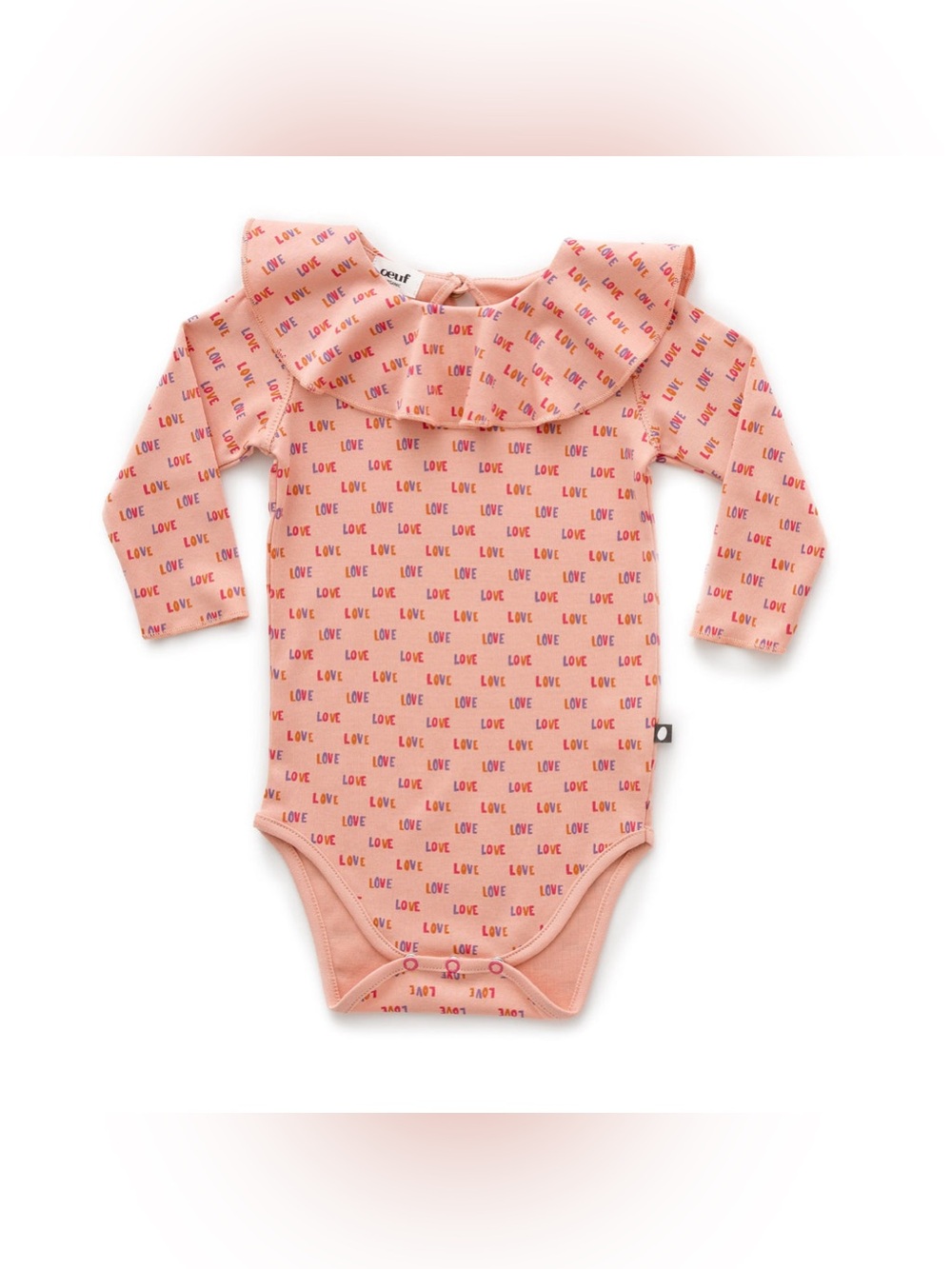Oeuf
Ruffle Collar Onesie-Peony size 6-12 m